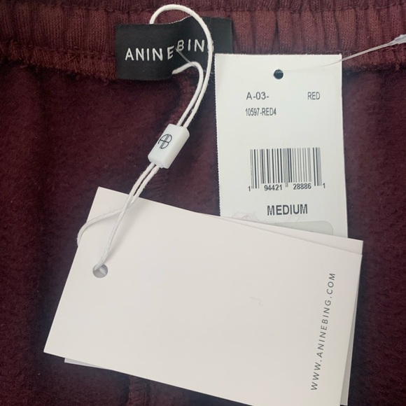 Anine Bing Karter Joggers Burgundy Size Medium NEW Women's Burgundy Sweatpants - Picture 10 of 16
